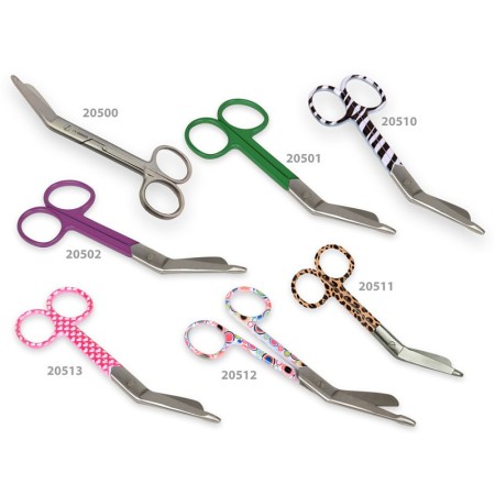Straight scissors alternate tips - green rings - 14 cm
