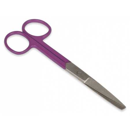 Straight scissors with alternate tips - purple rings - 14 cm