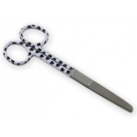 Straight scissors with alternate tips - footprint pattern - 14 cm