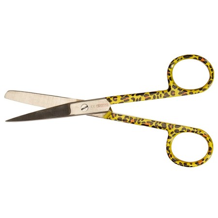 Ravne škarje z izmenično oblikovanima konicama – leopardji vzorec – 14 cm