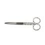 Straight stainless steel scissors with alternating tips - caterpillar pattern - 14 cm