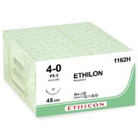 suture monofilament ethicon ethilon - aiguille 4/0 16 mm - pack. 36 pièces.