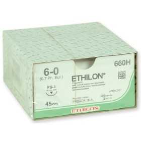 suture monofilament ethicon ethilon - aiguille 6/0 16 mm - pack. 36 pièces.