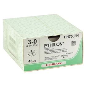 suture monofilament ethicon ethilon - aiguille 3/0 19 mm - pack. 36 pièces.