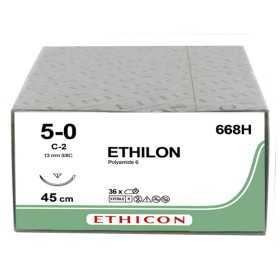 Sutura Monofilamento Ethicon Ethilon - Aguja 5/0 13 mm - pack 36 uds.