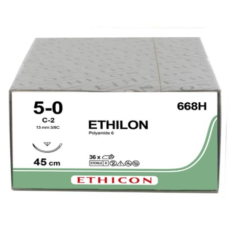 Ethicon Ethilon monofilament hechting - 5/0 naald 13 mm - Pakket 36 stuks.