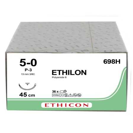 Sutura Monofilamento Ethicon Ethilon - Aguja 5/0 13 mm - pack 36 uds.
