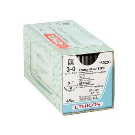 ethicon perma-hand silk suture - 3/0 needle 22 mm - pack. 12 pcs.