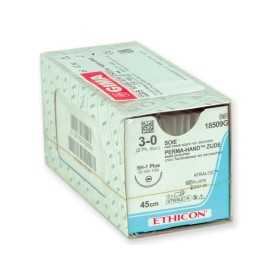 suture en soie ethicon perma-hand - aiguille 3/0 22 mm - pack. 12 pièces.