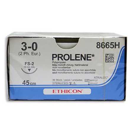 ethicon prolene blue monofilament suture - 3/0 needle 19 mm fs-3 - pack. 36 pcs.