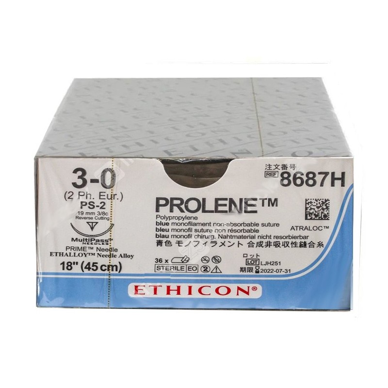 Ethicon prolene blue monofilament suture - 3/0 needle 19 mm ps-2 - pack ...
