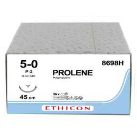 Ethicon Prolene blaues monofiles Nahtmaterial - 5/0 Nadel 13 mm p-3 - Packung 36 Stk.