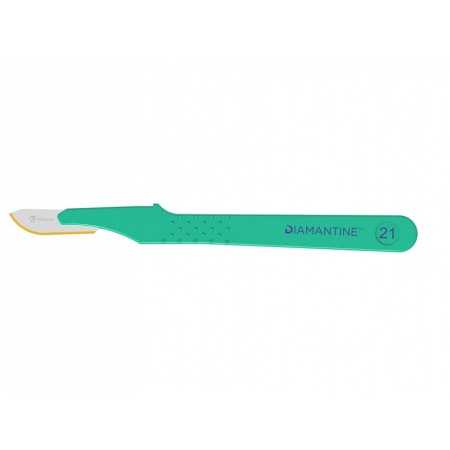 Scalpel diamanté avec lame en acier inoxydable n.21 - stérile - pack. 10 pièces.