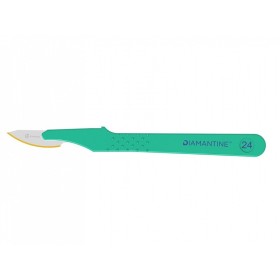 Scalpel diamanté avec lame en acier inoxydable n.24 - stérile - pack. 10 pièces.