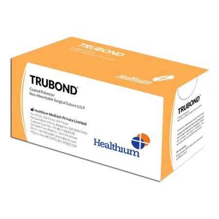 Suture not abs. Trubond 3/0 gauge, 1/2 curve, 25 mm needle - 90 cm - Green - Pack 12 pcs.