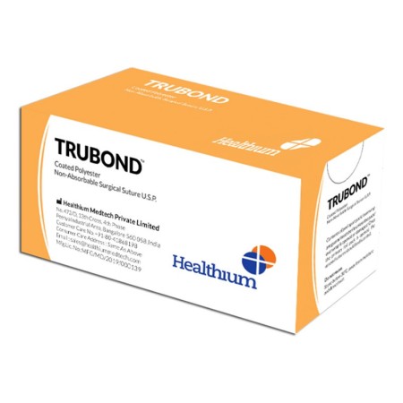 Non-absorbent trubond suture, gauge 4/0, 3/8 curve, 16 mm needle - 76 cm - green - pack of 12.