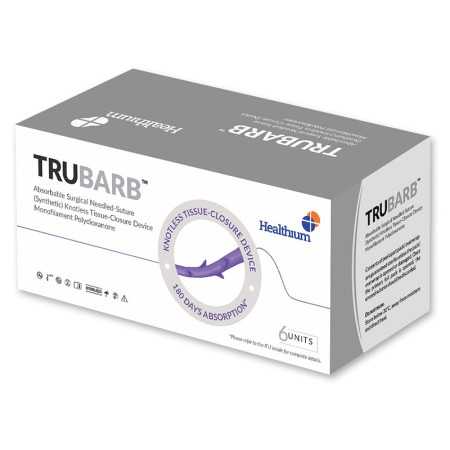 Sutura. Trubarb calibre 0, 1/2 curva, aguja 37mm - 30cm - morado - pack 6 uds.