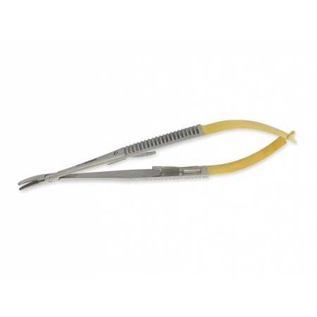 Castroviejo c.t. curved needle holder - 14 cm - knurled tips