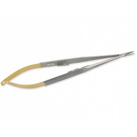 Castroviejo ct curved needle holder - 21 cm - knurled tips