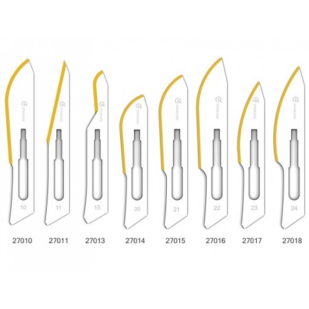 Lames diamantées en acier inoxydable n° 21 - stériles - pack. 100 pièces.