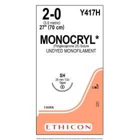 Sutura assorbibile in 91-119 giorni Ethicon Monocryl Y417H - 2/0 ago 26 mm - 1 pz.