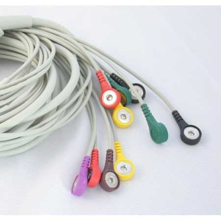 10-wire IEC patient cable with button for Cardioline 100S and 100L ecg