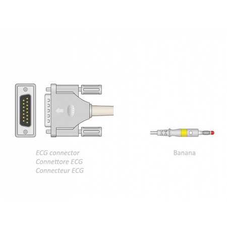 ECG Patient Cable 2.2 m - Banana - Compatible Bionet, Spengler, Other