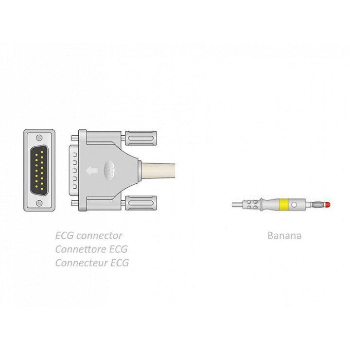 Cabo de paciente ECG 2,2 m - banana - compatível com Bionet, Spengler e outros