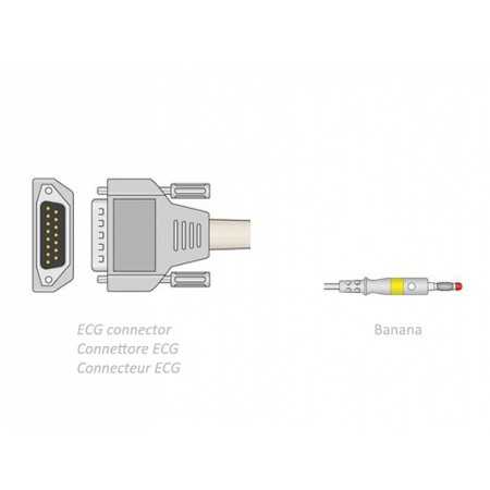 EKG beteg kábel 2,2 m - Banán - Kompatibilis Biocare, Edan, Nihon, egyéb