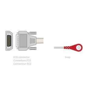 Câble patient ECG 2,2 m - snap - compatible biocare, edan, nihon, autres