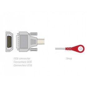 Cable de paciente de ECG de 2,2 m - Snap - Compatible Biocare, Edan, Nihon, otros