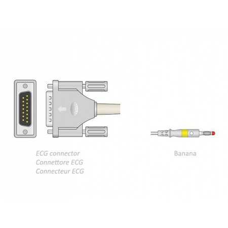 Patiënt ECG-kabel 2,2 m - banaan - compatibel met Camina, Colson, St, andere