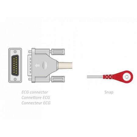 Ecg patient cable 2.2 m - snap - compatible with camina, colson, st, others