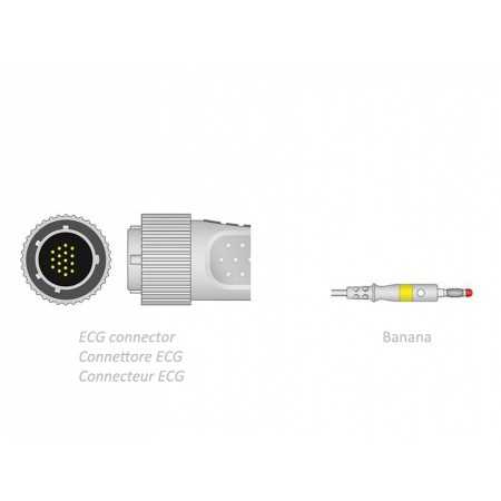 ECG-patiëntenkabel 2,2 m - Banaan - Cardioline-compatibel