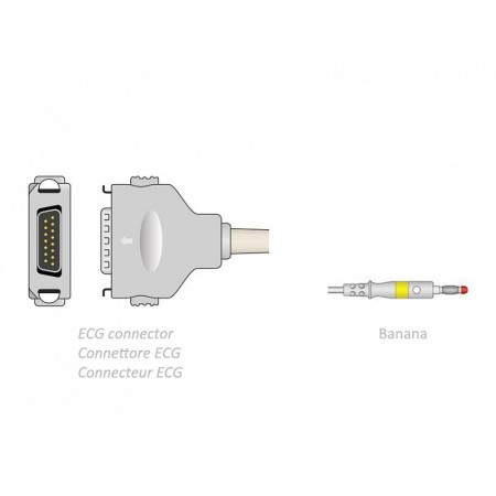 Cabo de paciente ECG 2,2 m - banana - compatível com Fukuda Denshi