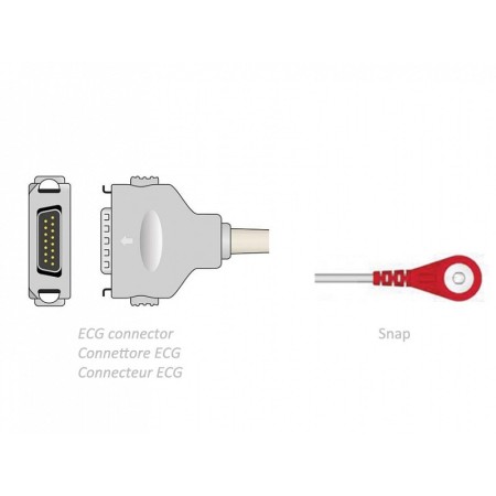 Câble ECG pour patient 2,2 m - Snap - Fukuda Denshi compatible