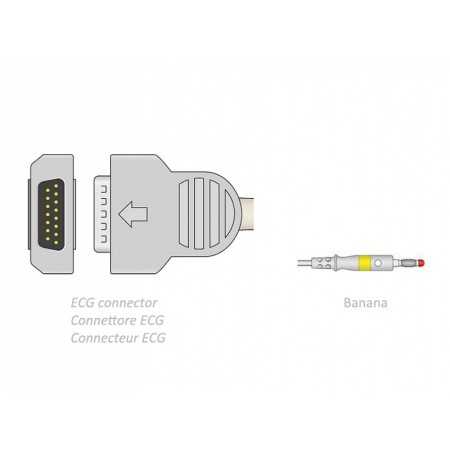 ECG Patient Cable 2.2 m - Banana - GE Marquette Compatible