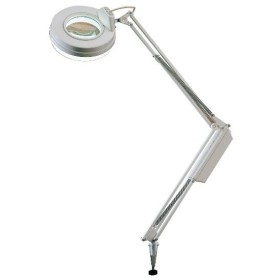 Lamp with biconvex lens and fluorescent bulb - 3Dt circular lens - long arm