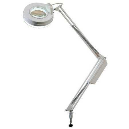 Lámpara con lente biconvexa y bombilla fluorescente - lente circular 3Dt - brazo largo