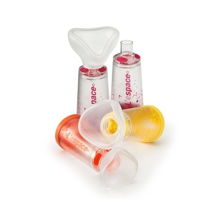 Espace espaciador pediátrico con mascarilla amarilla