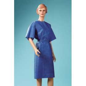 Jednorázové šaty s krátkým rukávem ze světle modré netkané textilie - 50 ks.