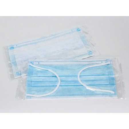 Gisafe 98% 3-ply filtering surgical mask type iir with elastic bands - adults - light blue - individually wrapped - box -