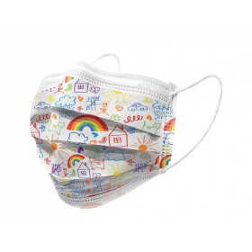 Gisafe mascherina chirurgica filtrante 98% 3 veli tipo iir con elastici - pediatrica - cartoon - flowpack - conf 10 pz.