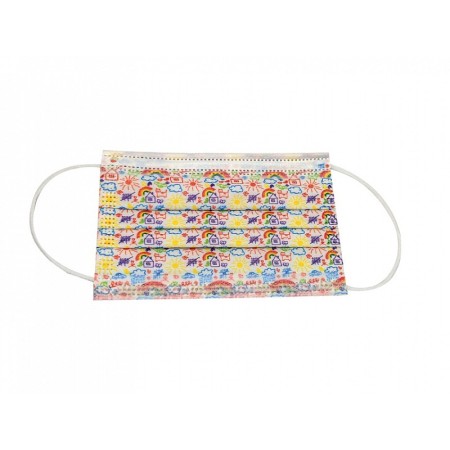 Masque chirurgical filtrant gisafe 98% 3 plis type iir avec élastiques - pédiatrique - cartoon - flowpack - pack de 10 pcs.