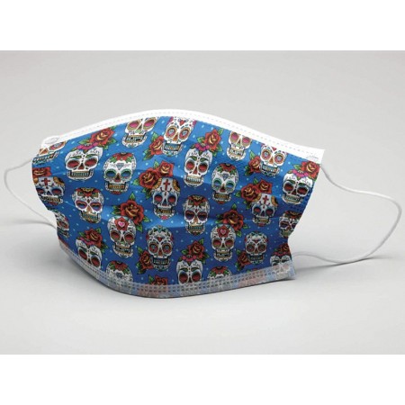 Gisafe filtrierende chirurgische maske 98% 3-lagig typ iir mit gummibändern - erwachsene - totenköpfe - flowpack - packung 10 st