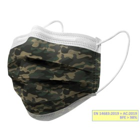 Masque chirurgical filtrant 98% Gisafe 3 plis type iir avec élastiques - adultes - militaires - flowpack - pack. 10 pièces.