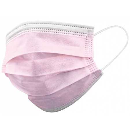 Gisafe mascherina chirurgica filtrante 98% 3 veli tipo iir con elastici - adulti - rosa - flowpack - conf 10 pz.