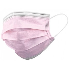 Gisafe mascherina chirurgica filtrante 98% 3 veli tipo iir con elastici - adulti - rosa - scatola - conf 50 pz.