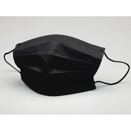 Gisafe 98% 3-laags chirurgisch masker type iir met elastiekjes - volwassenen - zwart - doos - verpakking 50 stuks.