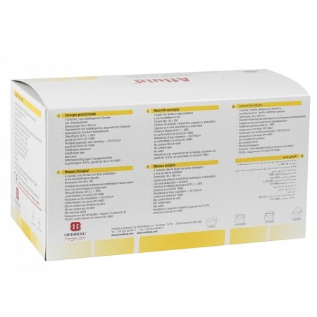 Mască chirurgicală cu 4 straturi, filtrare 98% - albastră cu benzi elastice - tip iir - pachet de 900 buc.